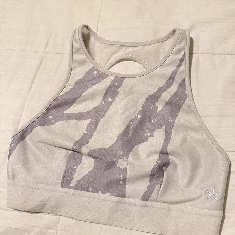 ALO Yoga Women's Abstract Gray Sports Bra